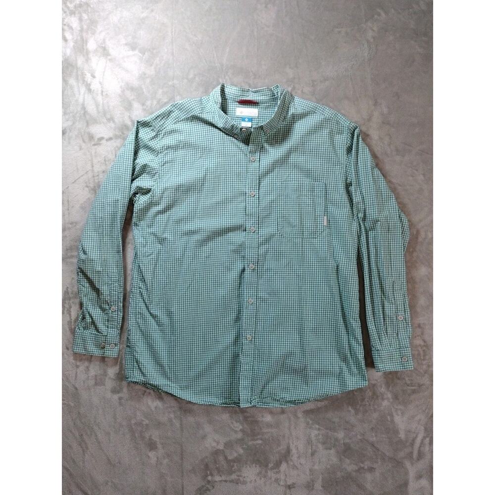 Columbia Fishing Shirt 2XL Blue Plaid Long Sleeve Nature Outdoors Hiking Fishing